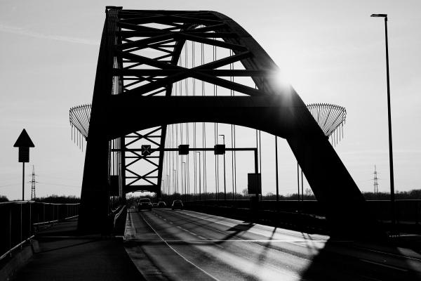Sunset at the Rhine bridge Duisburg-Rheinhausen (NRW/Germany)
